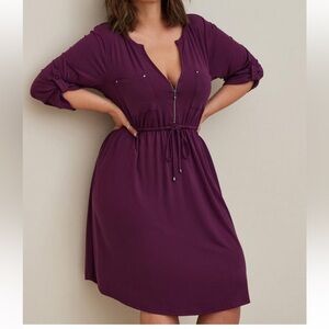 Torrid zip front shirt dress in burgundy size 3x. New with tags never worn.